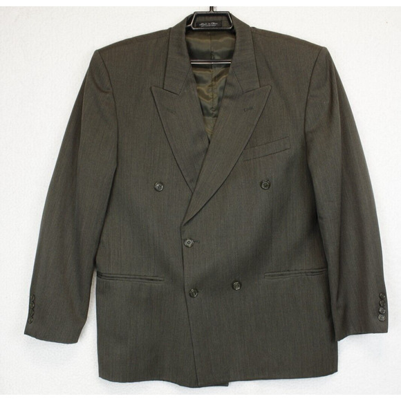 Bendetti Double Breasted Suit Blazer Coat Men 42 R Virgin Wool Gray Jacket - Picture 1 of 11